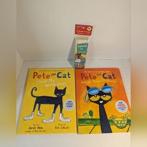 2 1st Edition Pete The Cat Hardback Books plus 36 Bookmarks Full Color Books New